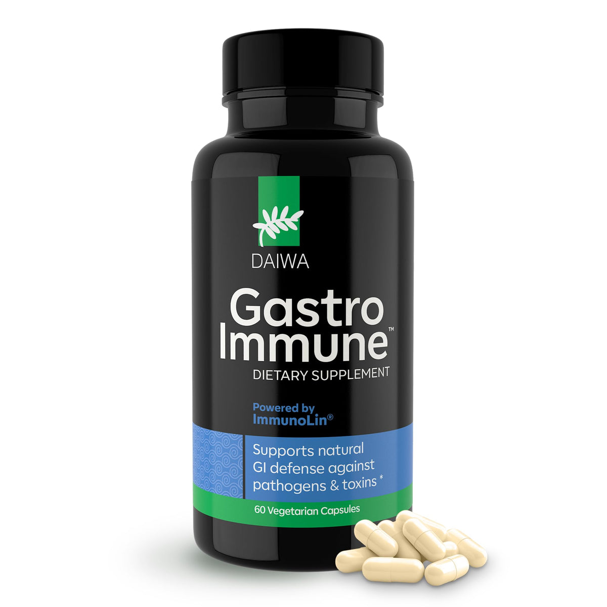 Daiwa GastroImmune bottle front showing a daily digestive wellness routine.
