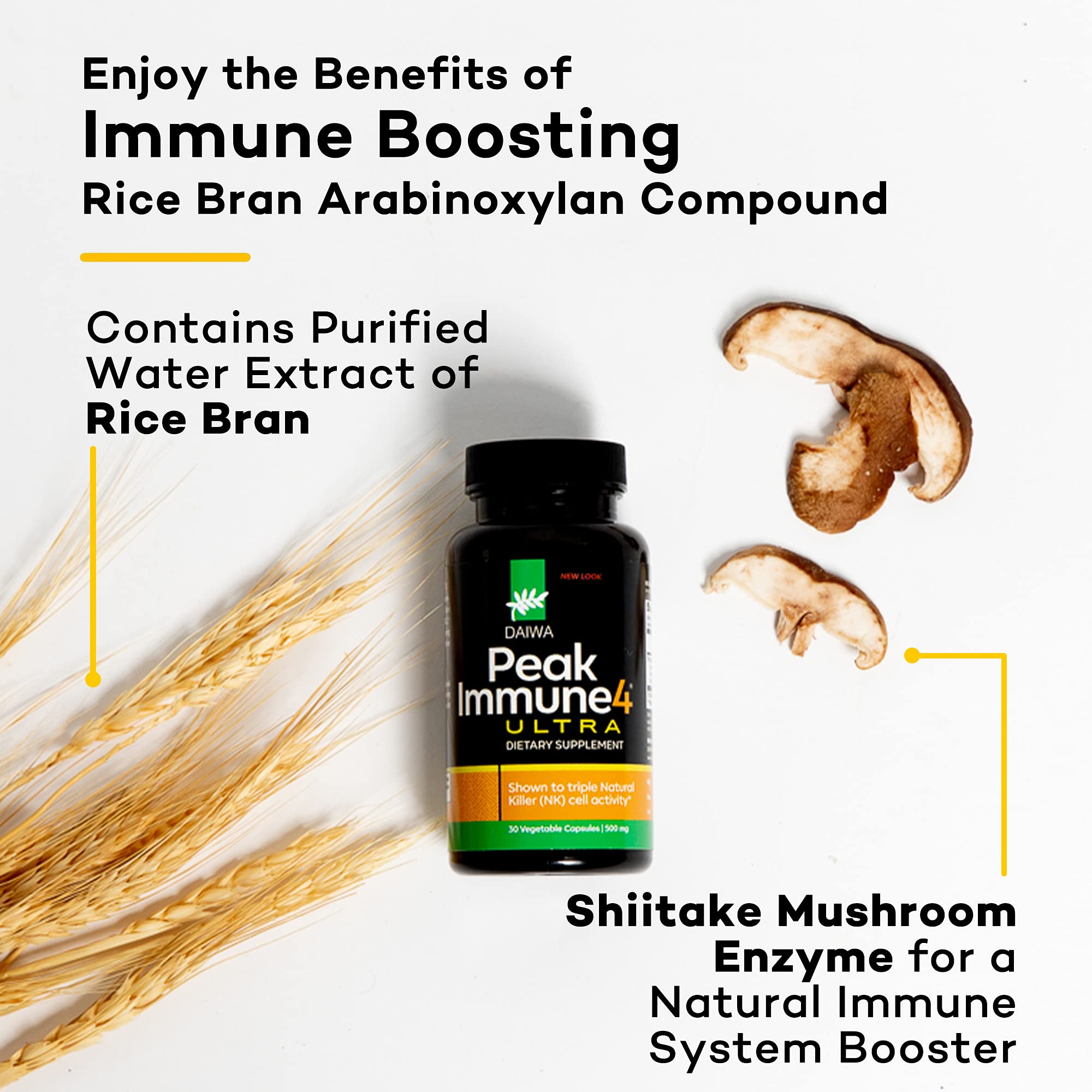 Daiwa PeakImmune4 shiitake enzyme extract highlighting natural immune support