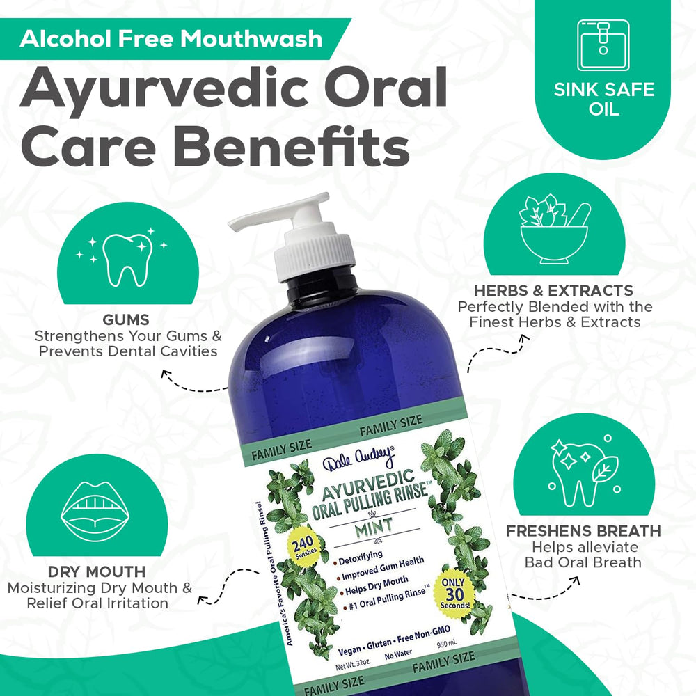 Dale Audrey oral care rinse bottle closeup with label and ingredients.