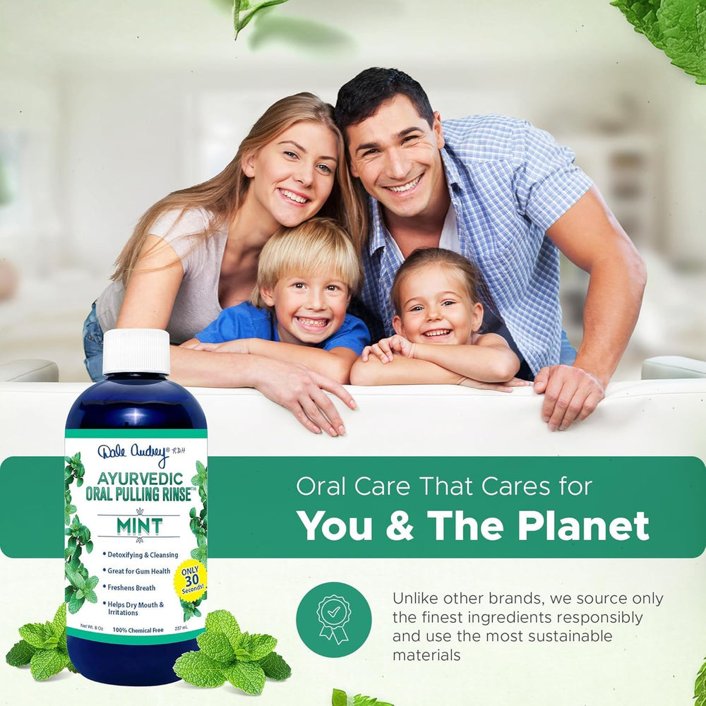 Dale Audrey bottle suggests whitening benefits from oil pulling.