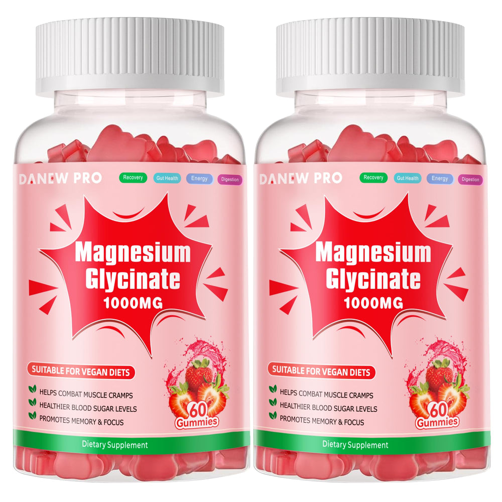 DANEW Pro magnesium glycinate gummies jar, vegan and sugar-free for calm mood support.