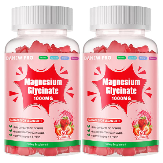 DANEW Pro magnesium glycinate gummies jar, vegan and sugar-free for calm mood support.