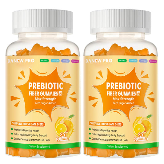 DANEW Pro Prebiotic Fiber Gummies orange bottle for daily digestive balance
