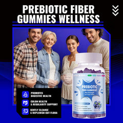 DANEW Pro prebiotic gummies pouring from bottle for convenient daily fiber.