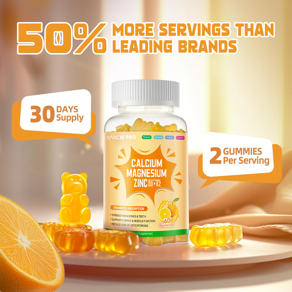 DANEW Pro orange-berry flavor gummies on spoon; inviting taste meets nutrition.