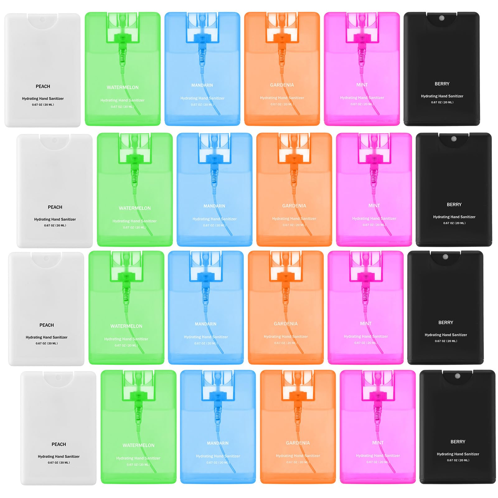 Dansib 24-pack hand sanitizer sprays in travel-size bottles for on-the-go use.