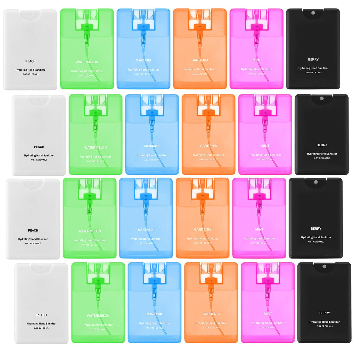 Dansib 24-pack hand sanitizer sprays in travel-size bottles for on-the-go use.