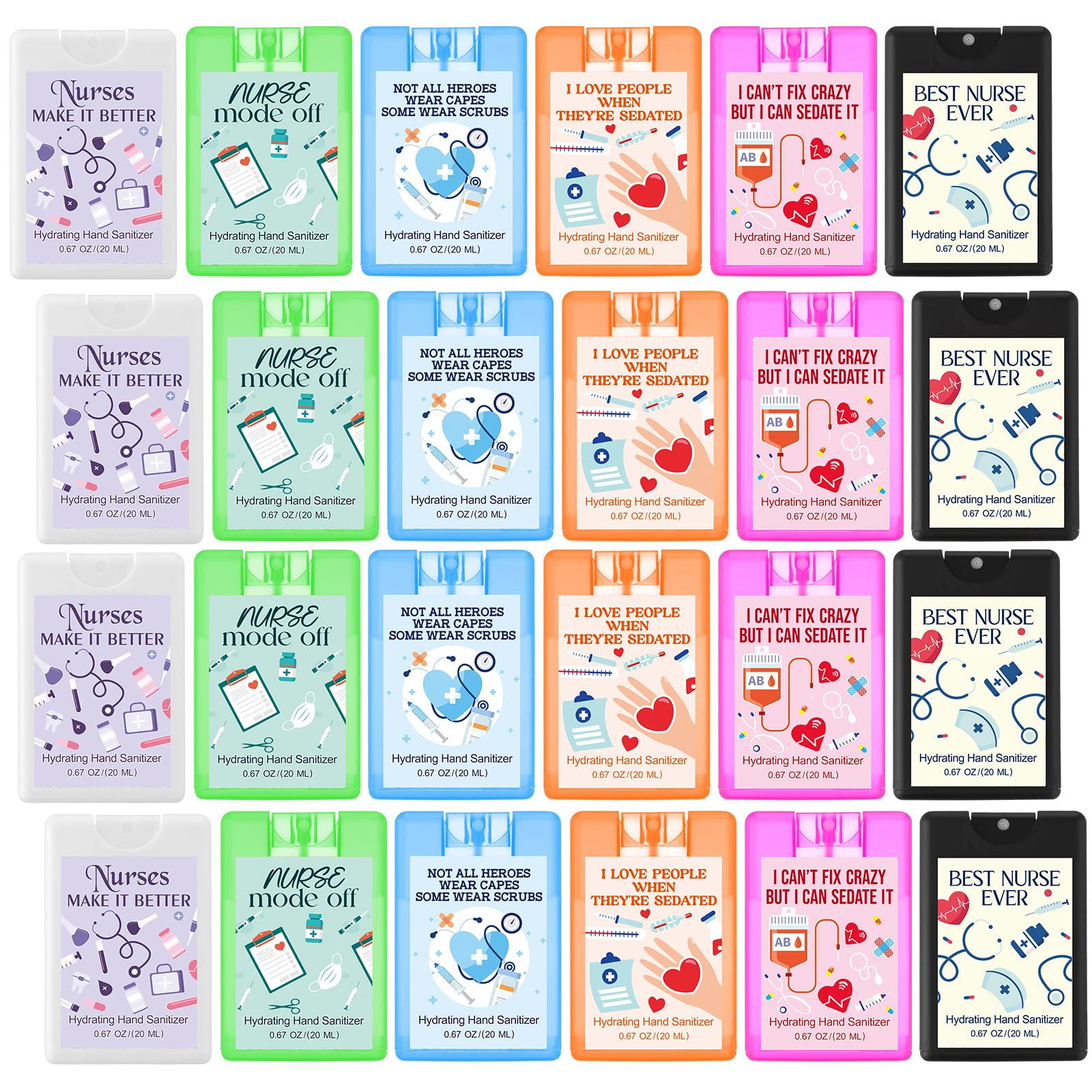 Dansib Nurse Sanitizer Spray compact bottle beside tote bag for on-the-go use.