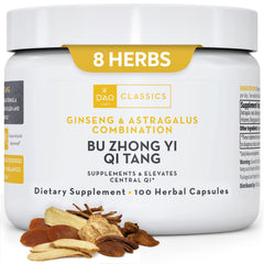 DAO Labs Bu Zhong Yi Qi Tang bottle pour showing capsules for daily immune and digestion support