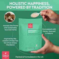 DAO Labs Emotional Balance prepared drink in glass with inviting aroma.