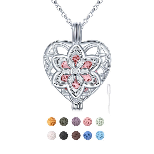 DaoChong S925 love heart flower diffuser pendant for subtle aroma wear.