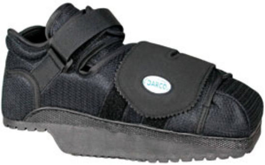 Darco International n Heel Wedge Healing Shoe features secure ankle strap for safe ambulation.
