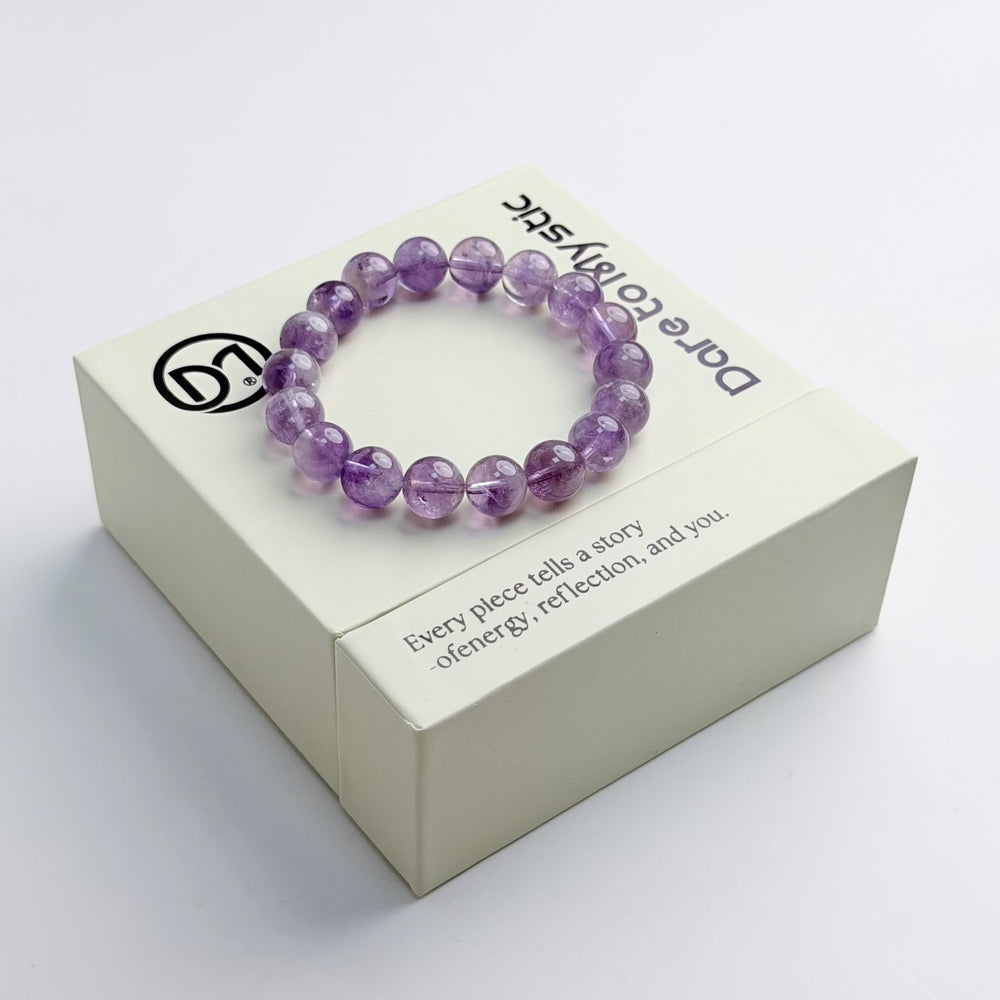 Close-up of rutile strands in Dare to Mystic beads for mindful relaxation