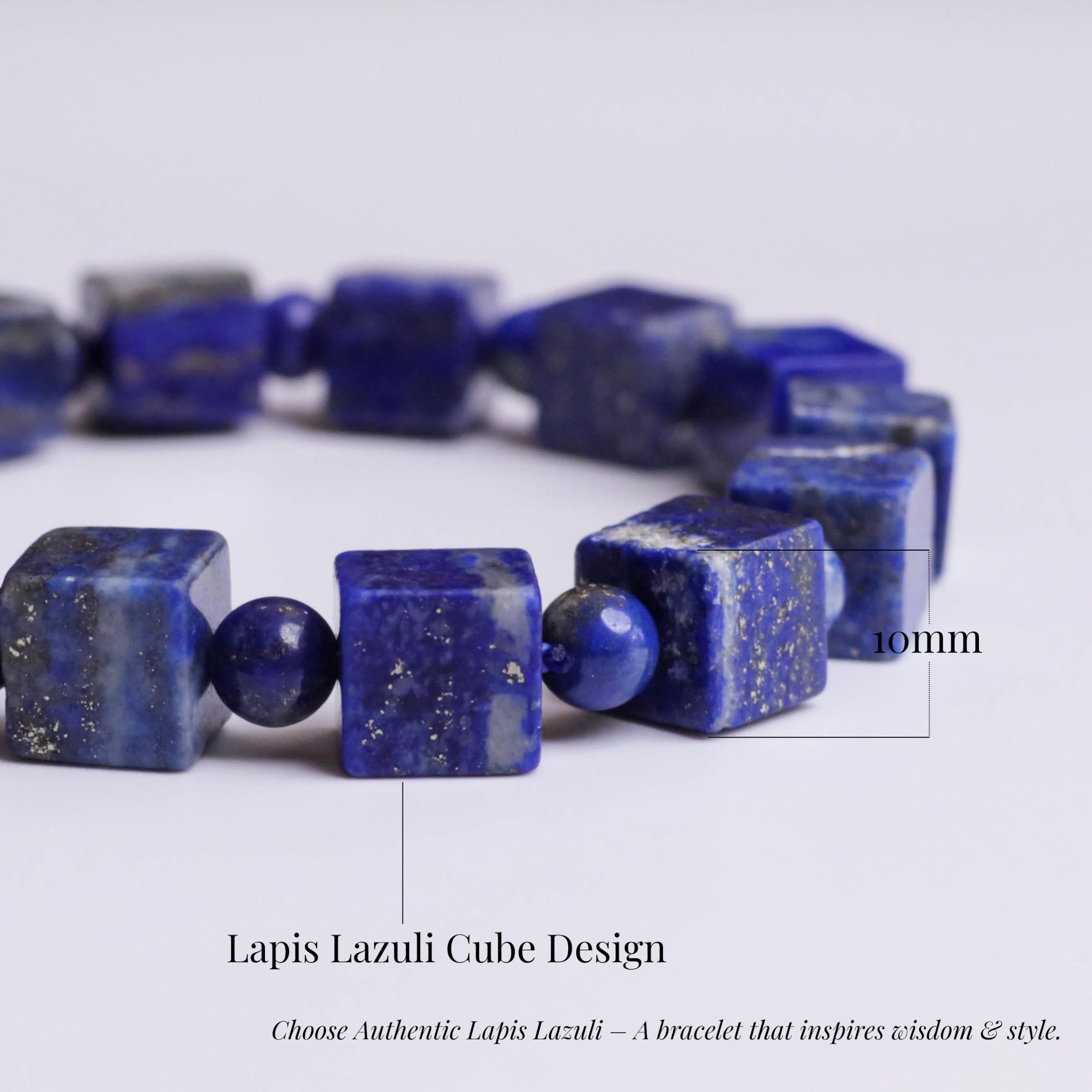 Dare to Mystic lapis cube bracelet worn on wrist for versatile unisex style.