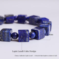 Dare to Mystic lapis cube bracelet worn on wrist for versatile unisex style.