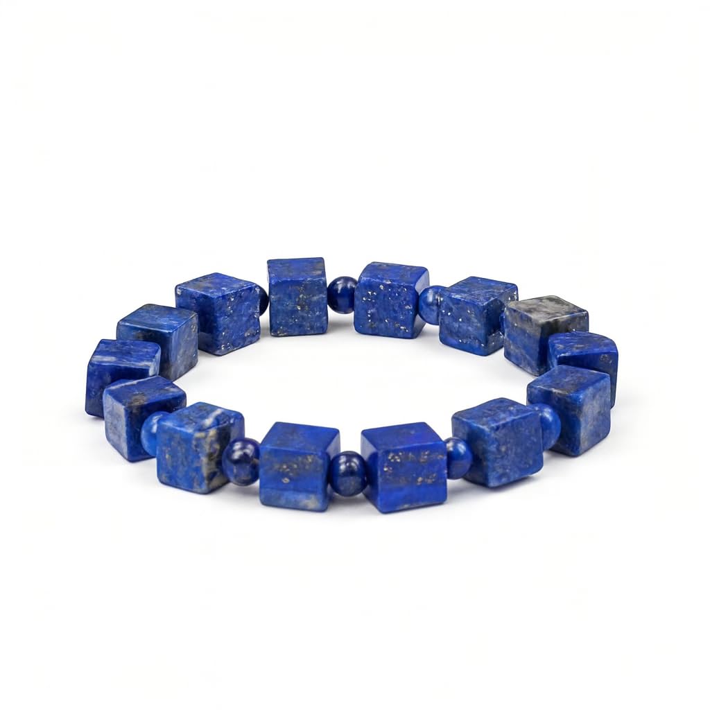 Dare to Mystic lapis cube bracelet square-cut detail highlights geometric elegance.