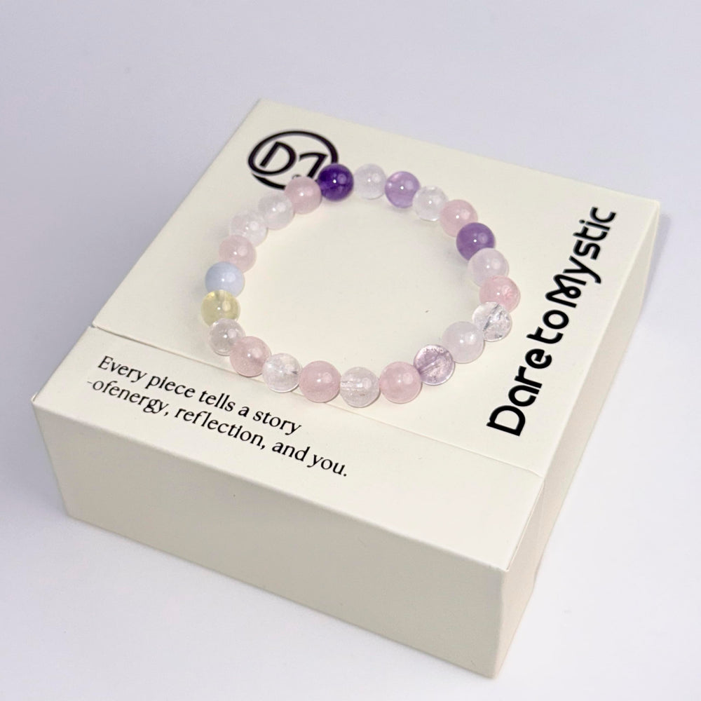 Dare to Mystic WUXIN bracelet worn on wrist, versatile daily energy accessory.