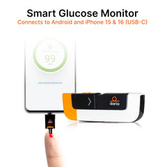 DARIO glucometer display showing quick reading on screen
