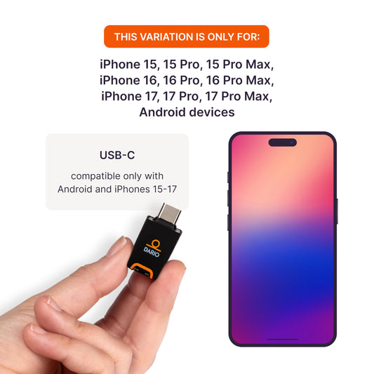 DARIO glucose monitor with USB-C port for Android and iPhone compatibility