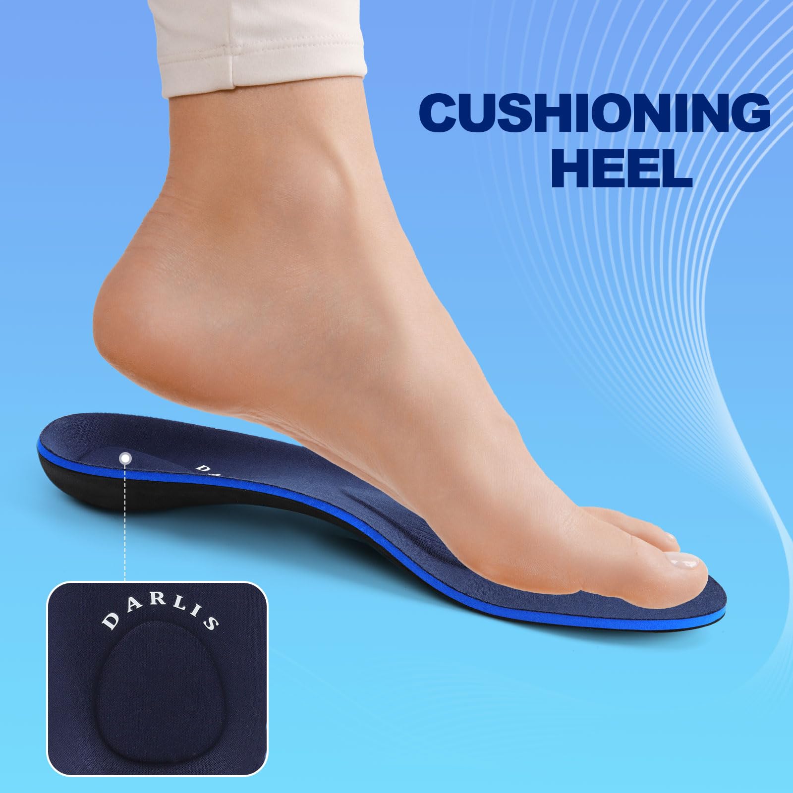  DARLIS built-in metatarsal pad helps relieve ball-of-foot pressure.