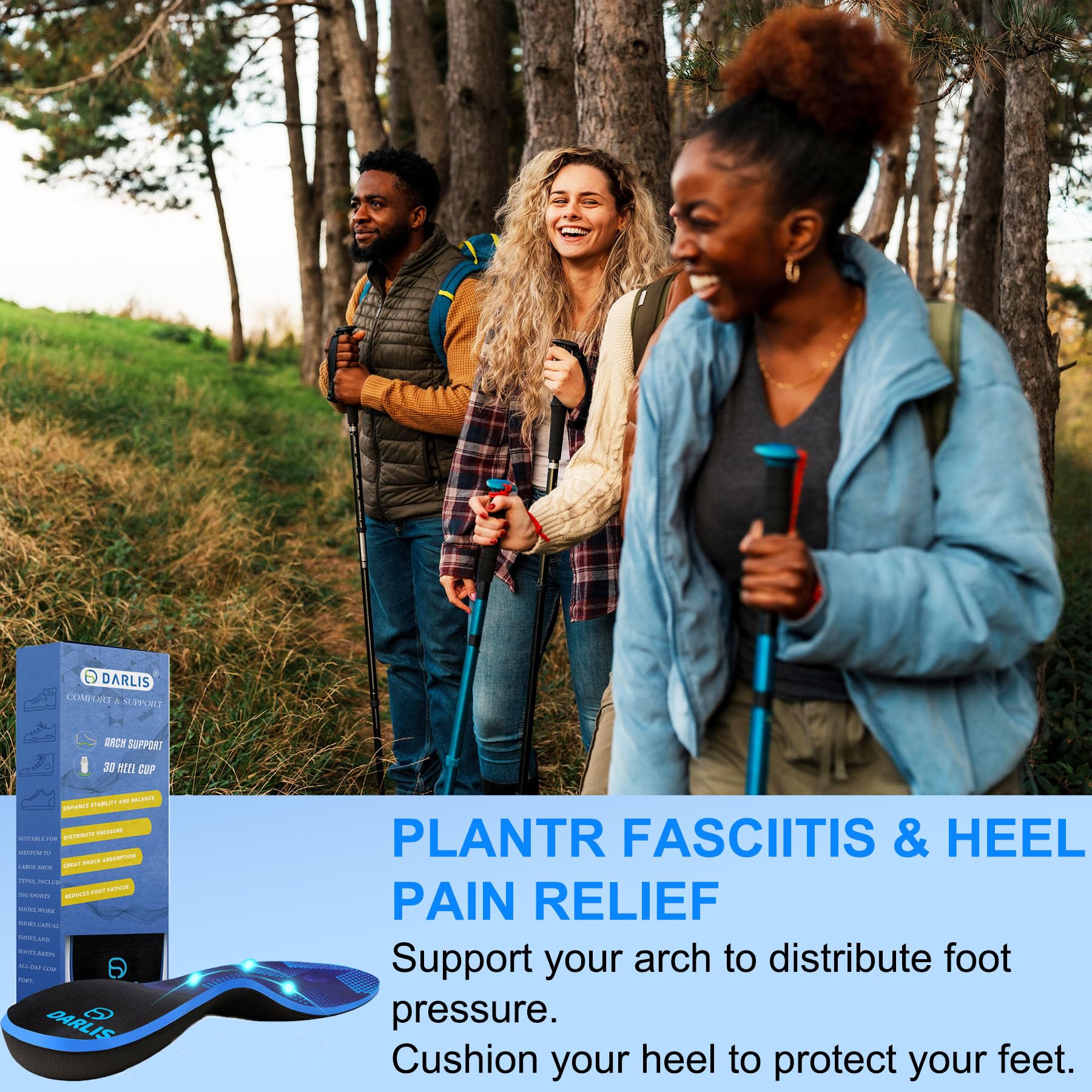 DARLIS cushioned heel pad provides shock absorption for daily wear.