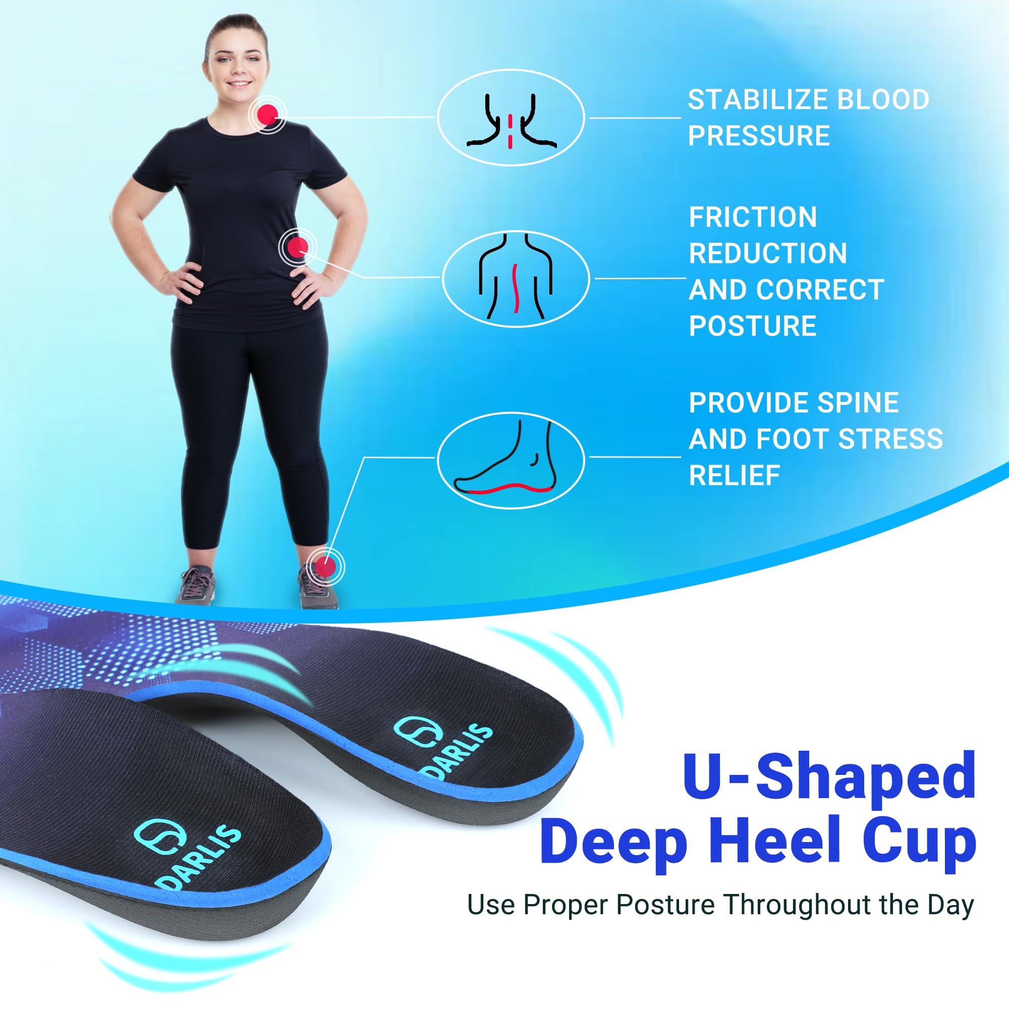 DARLIS deep heel-cup design adds stability and motion control