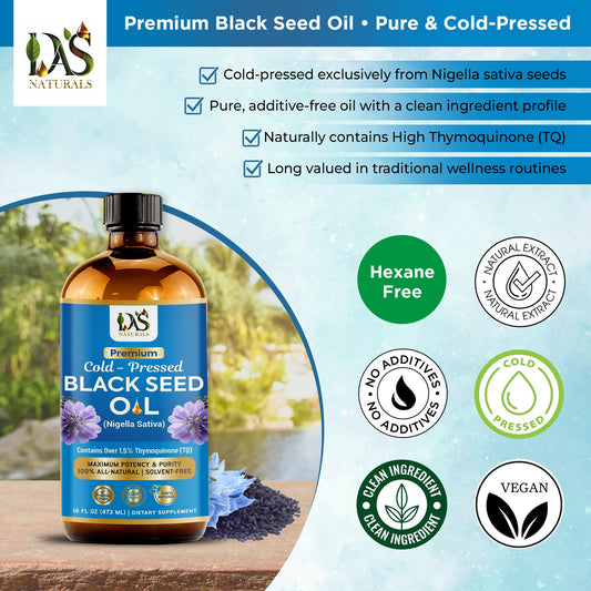 DAS NATURALS Black Seed Oil raw Nigella sativa seeds close-up—natural nourishment source.
