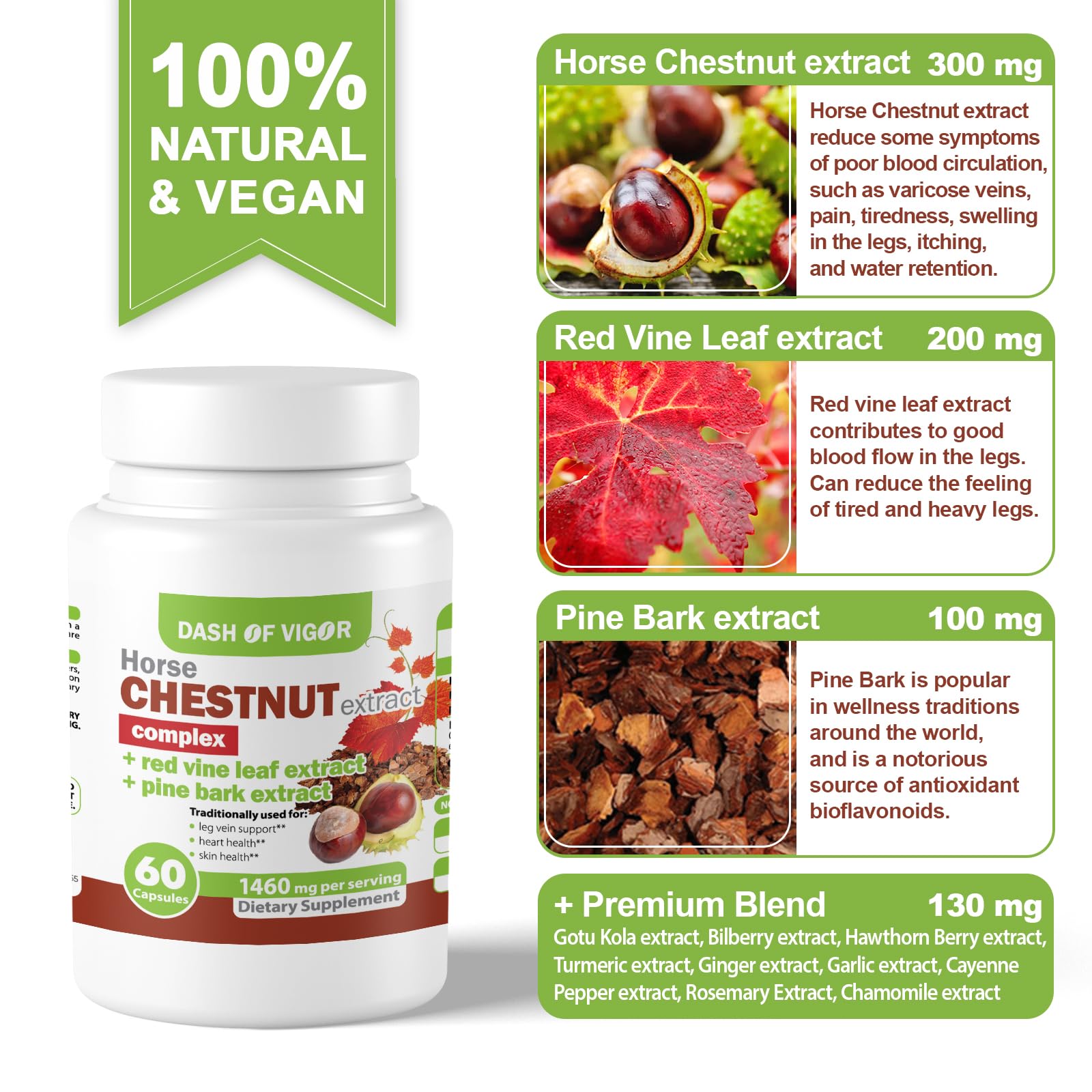 Dash of Vigor 12in1 packaging view highlights vegan, natural ingredients and bottle size