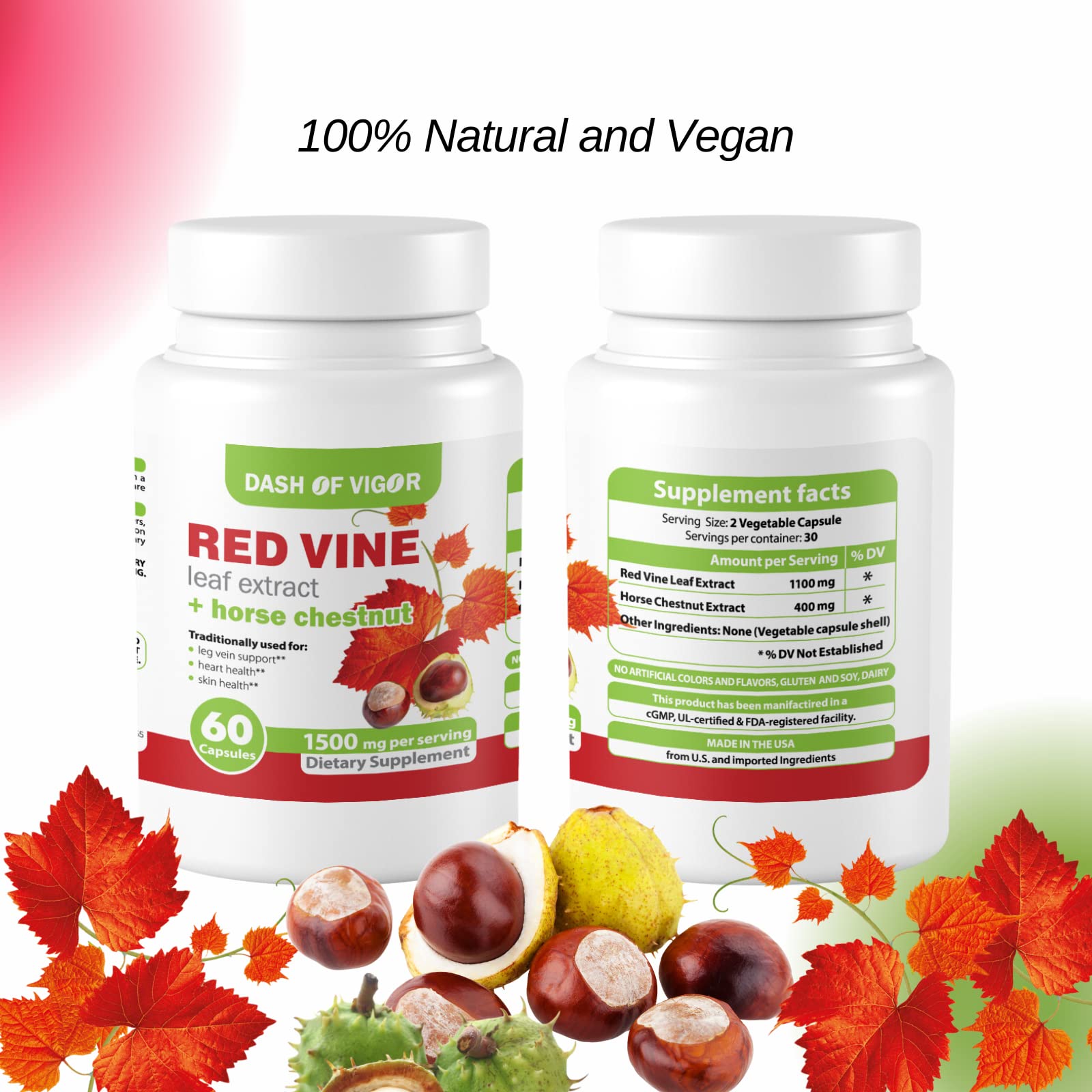 Dash of Vigor capsule bottle on kitchen counter for easy daily supplementation.
