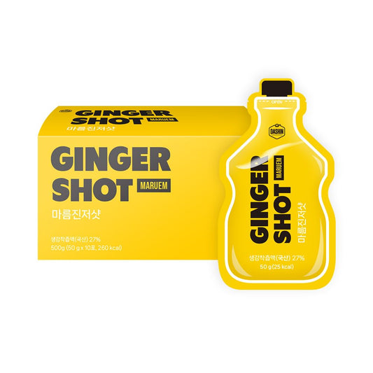 DASHIN MARUEM ginger-shot concentrate in bottle for a bold morning ritual.