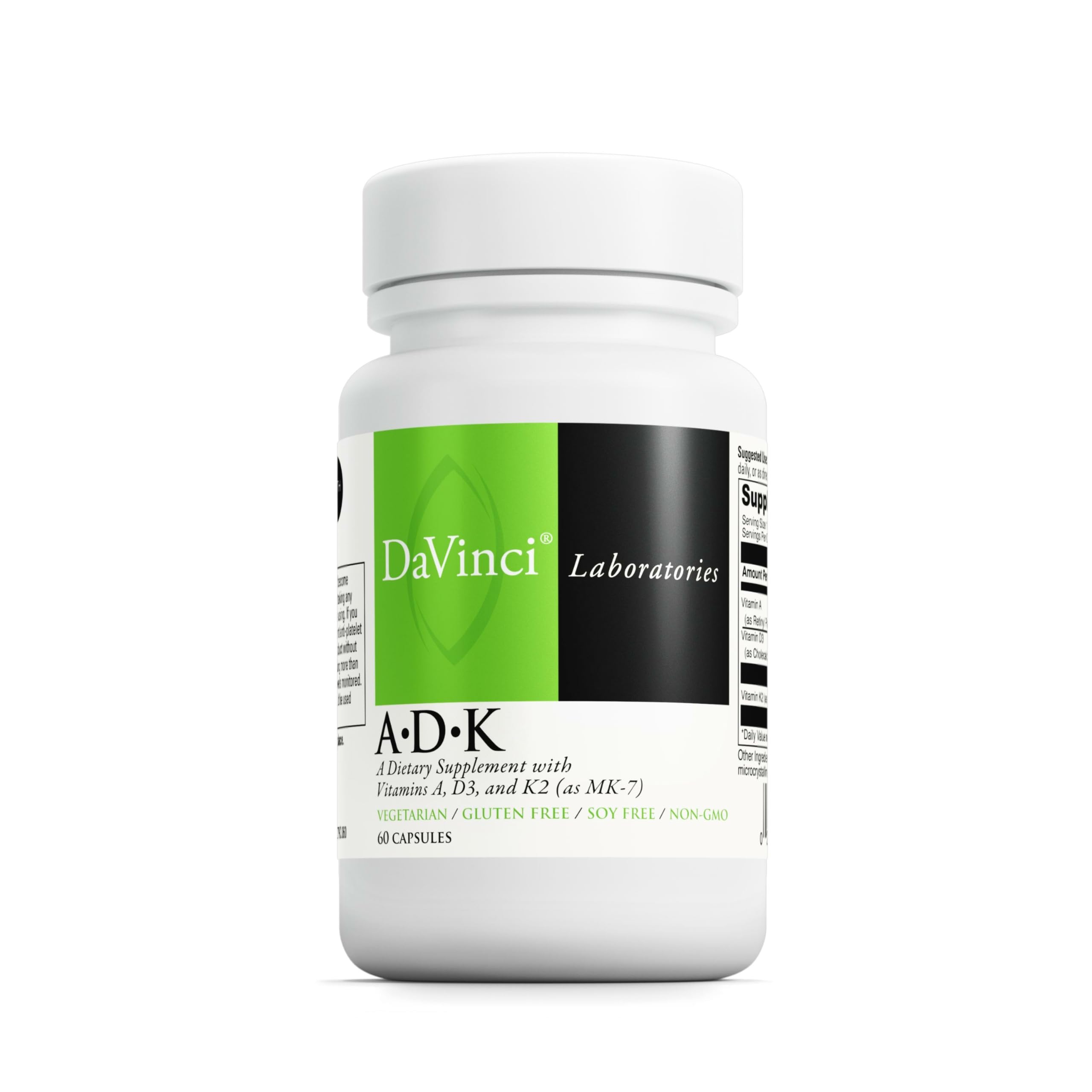 DaVinci ADK bottle front showing label and capsules for bone and heart support