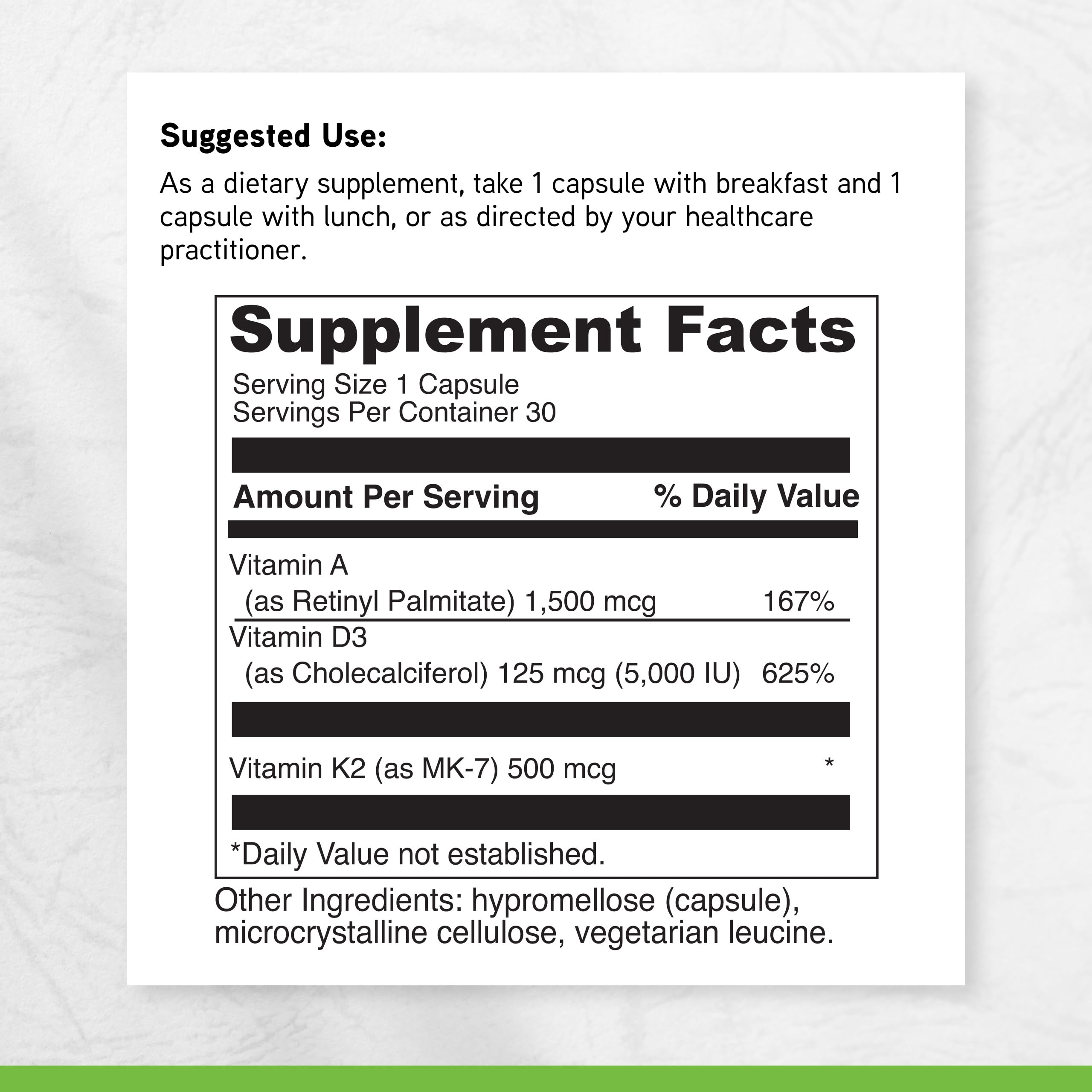 DaVinci ADK packaging information including 60 vegetarian capsules