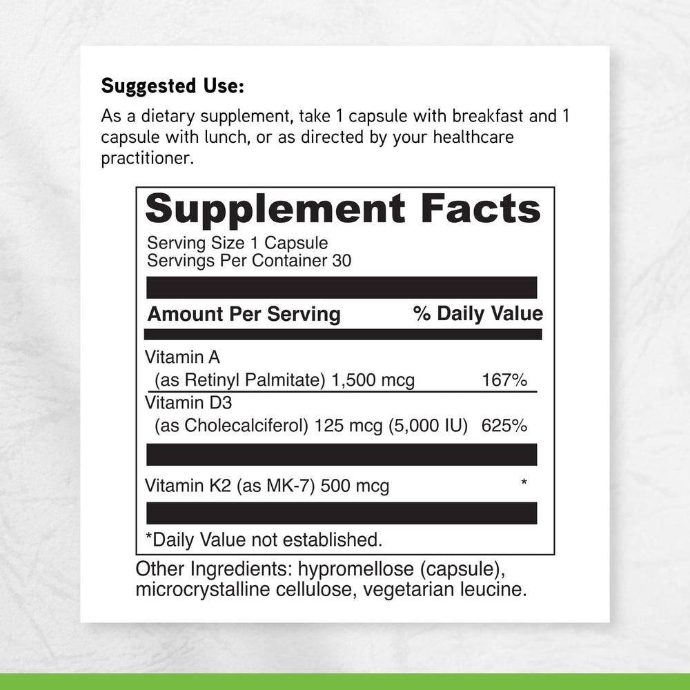 DaVinci ADK packaging information including 60 vegetarian capsules