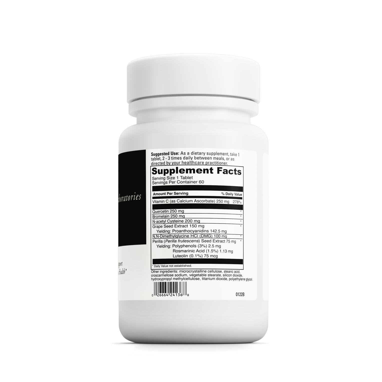 DAVINCI Aller-DMG label closeup showing key ingredients for respiratory comfort.