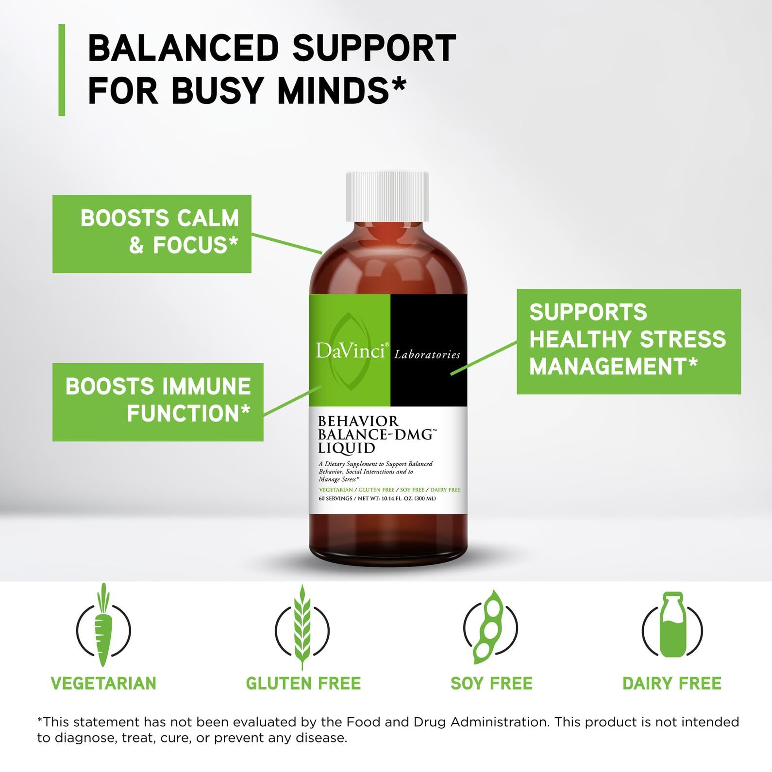DAVINCI Behavior Balance DMG Liquid glass with a serving, ready for daily use.