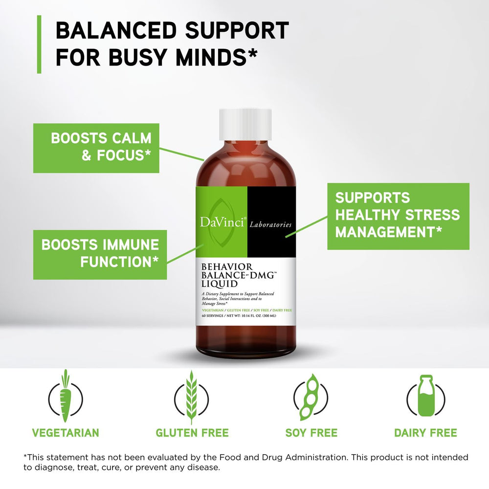 DAVINCI Behavior Balance DMG Liquid glass with a serving, ready for daily use.