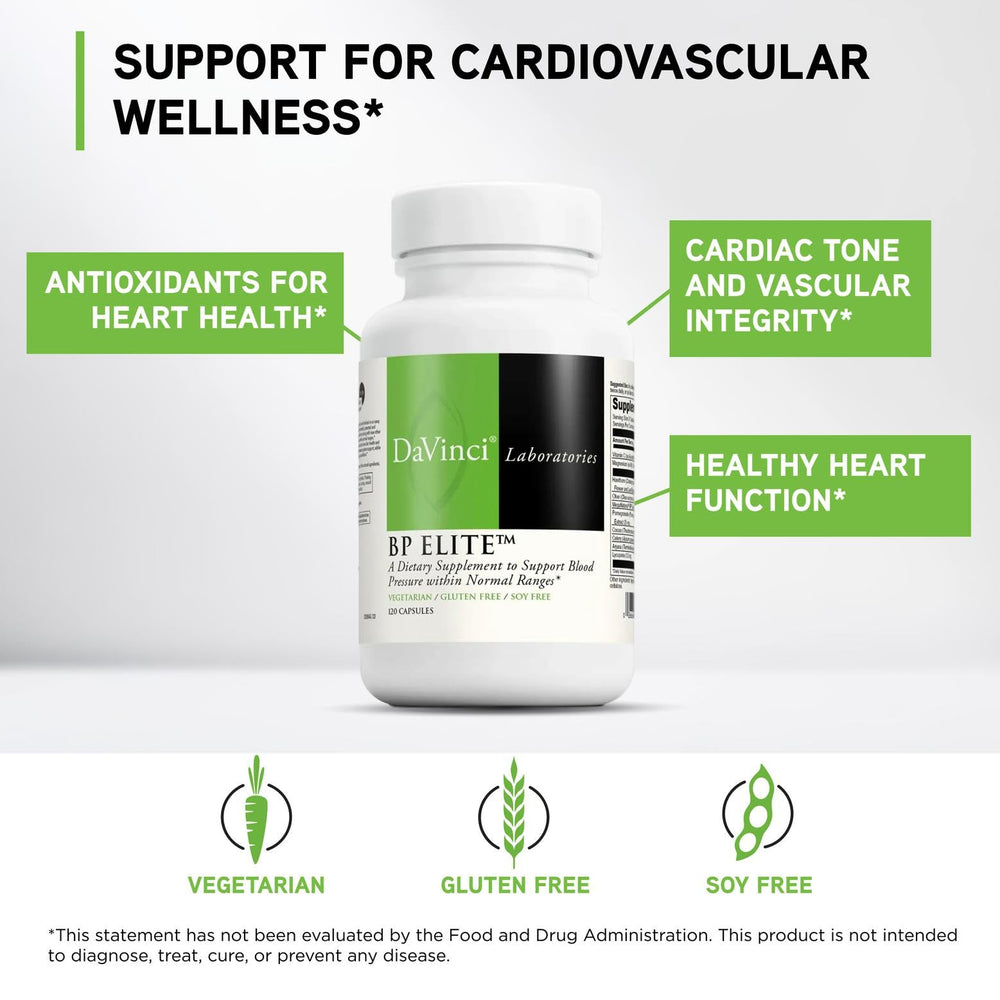 Close-up of Davinci BP Elite capsules, vegetarian and gluten-free.