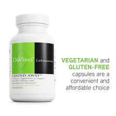 DAVINCI Candid-Away digestive enzymes table shows key support benefits