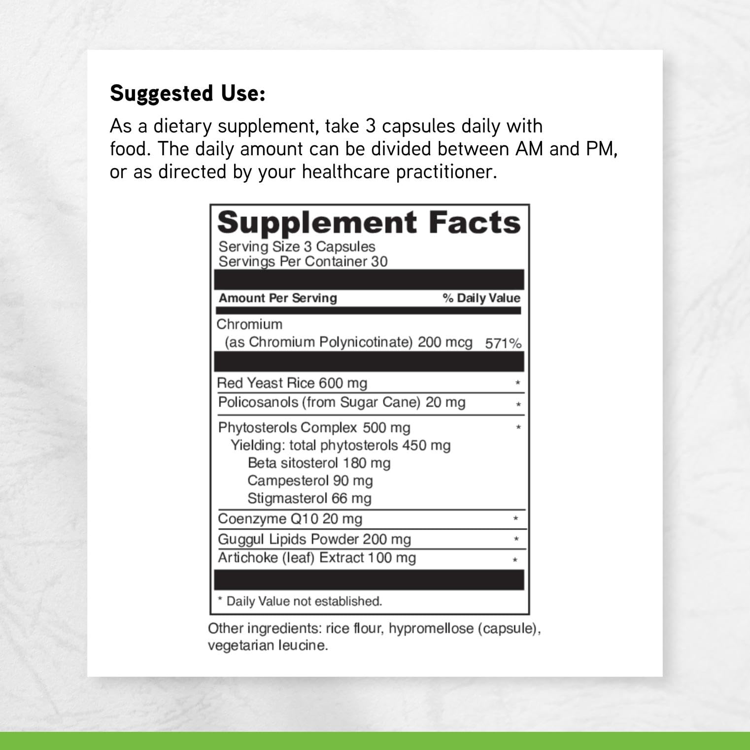 CoQ10 coenzyme content shown in capsule form.