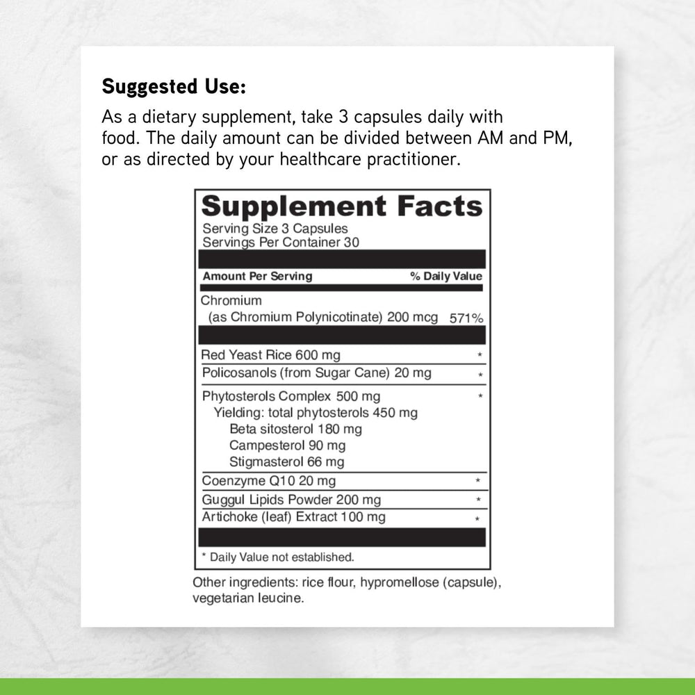 CoQ10 coenzyme content shown in capsule form.