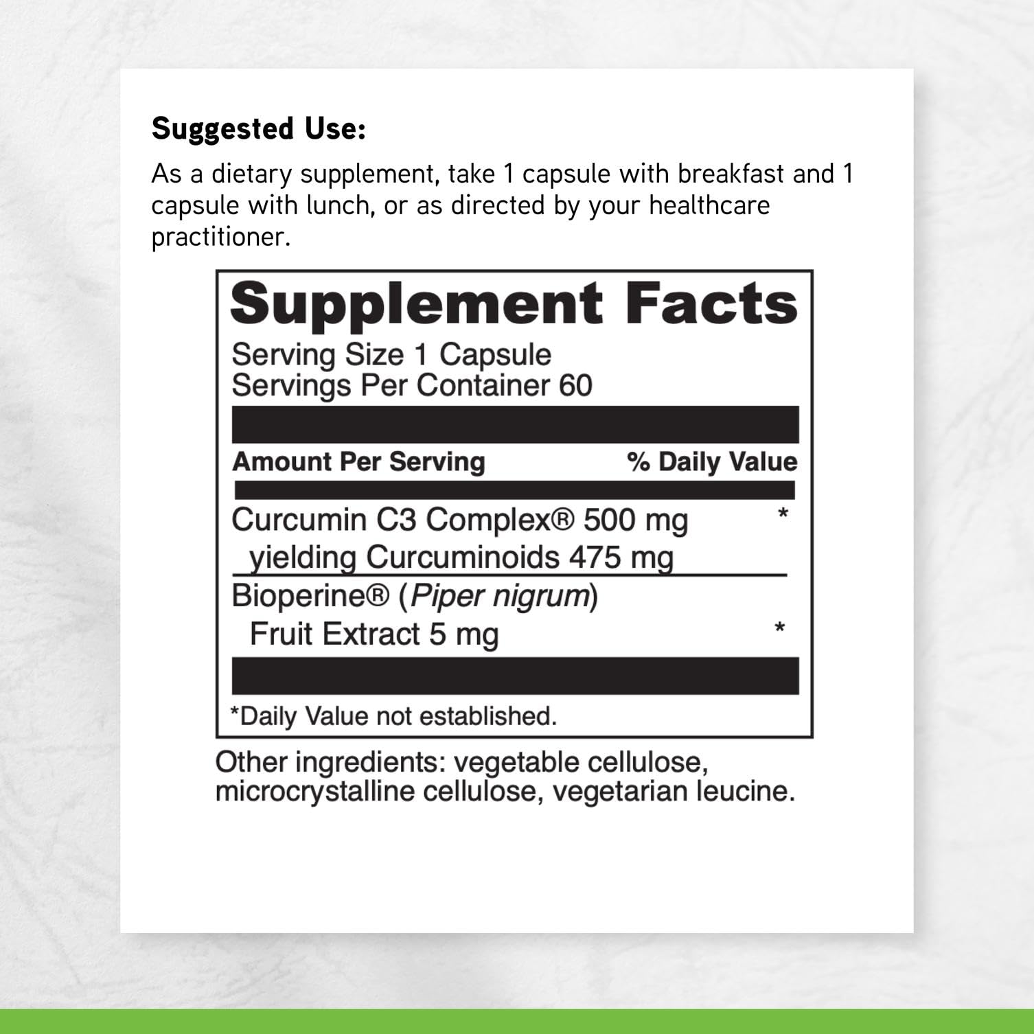 DAVINCI nutrition panel close-up shows serving size and key ingredients