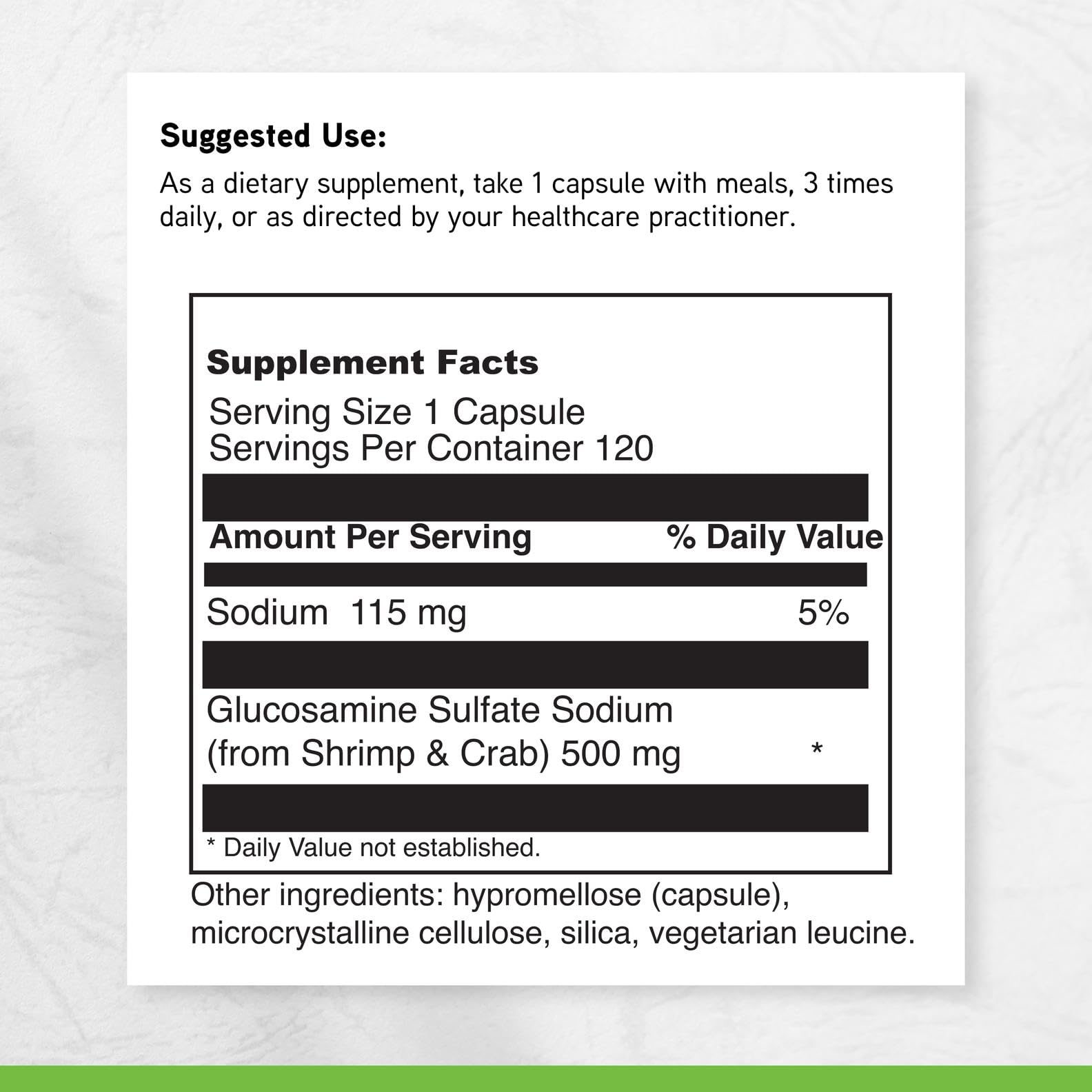 DAVINCI Glucosamine Sulfate bottle on shelf conveys quality and reliable recovery support.