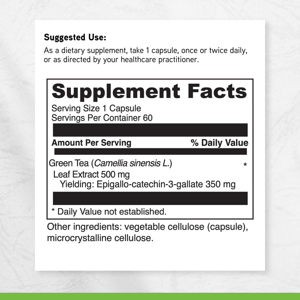 DaVinci Green Tea-70 back label; supplement facts panel.
