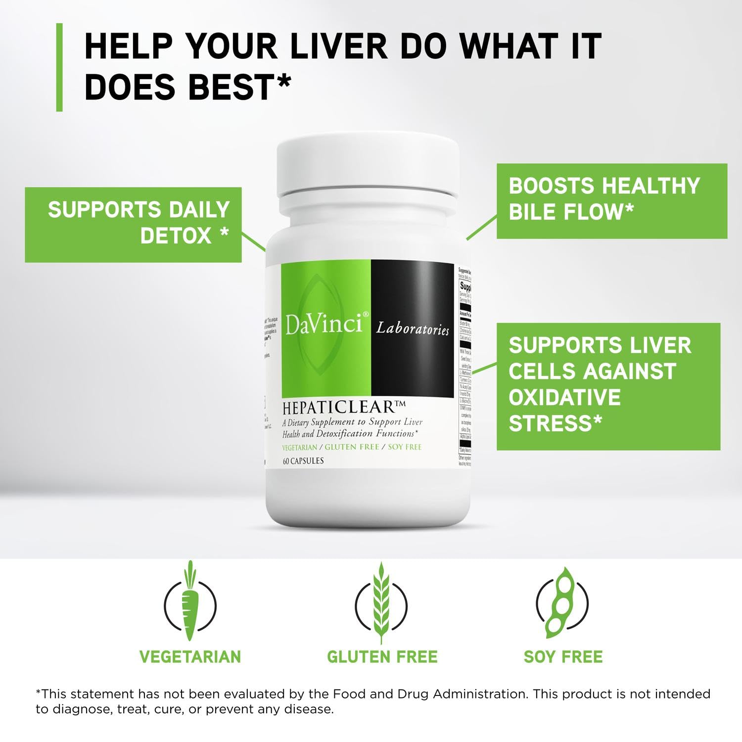 Davinci Hepaticlear capsules beside glass for easy daily routine