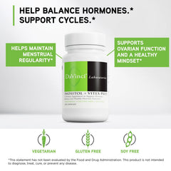 DAVINCI Inositol + Vitex Plus capsules arranged for easy daily intake.