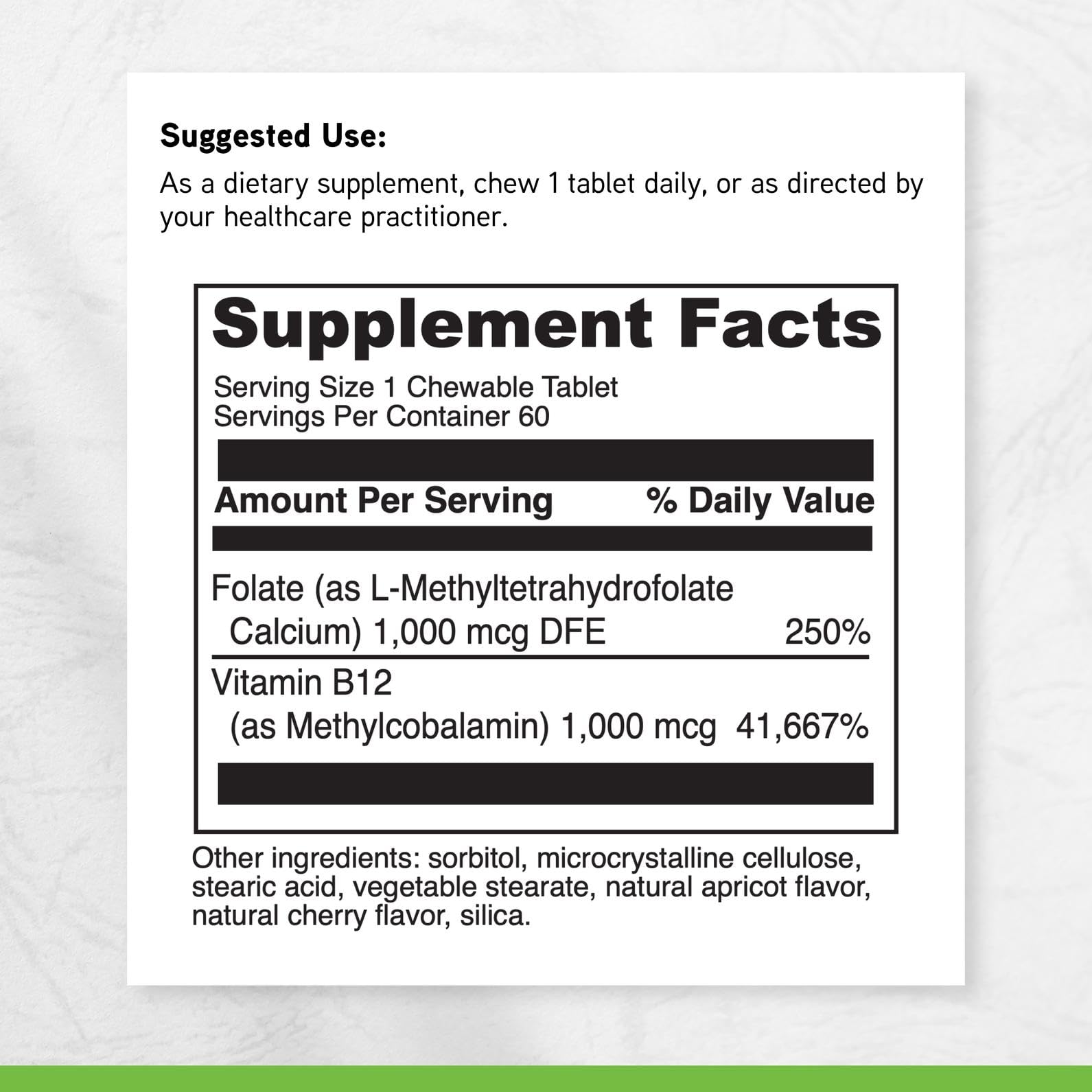 Davinci Labs Active Folate B12 chewable hero shot emphasizing vitamin B12 and folate benefits.