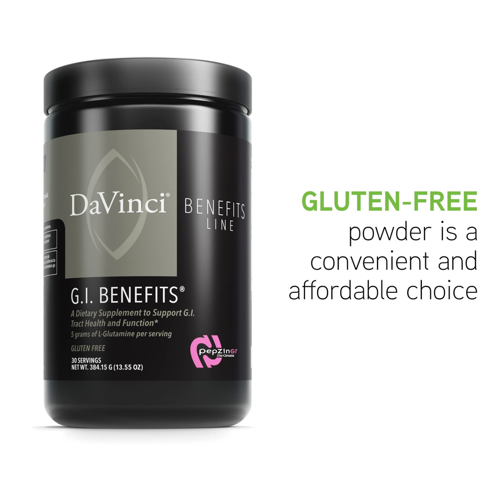 Davinci Labs GI Benefits raspberry flavor blend shown with beet and fruit powders.