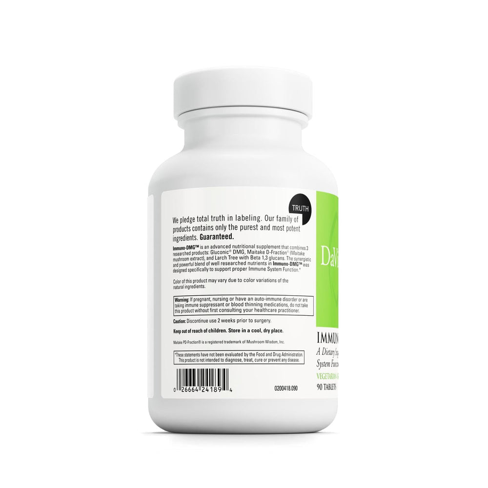 DAVINCI Labs Immuno-DMG arabinogalactans from larch emphasize natural immune-supporting polysaccharides.