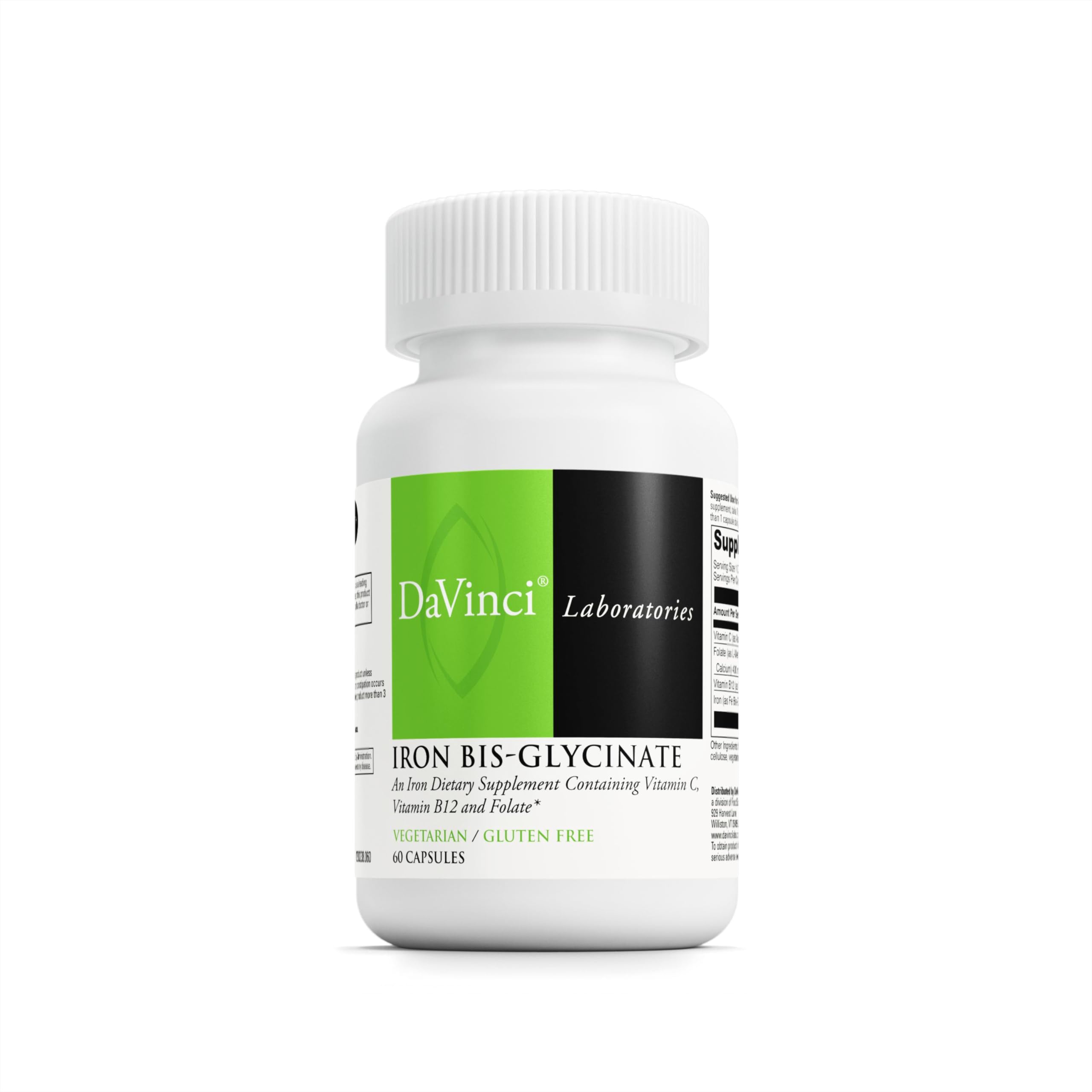 DaVinci Labs Iron Bis-Glycinate bottle for easy daily supplementation