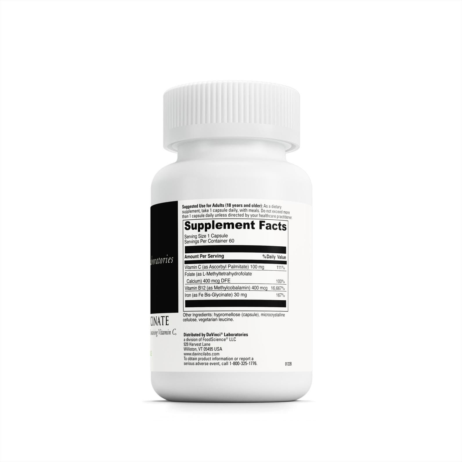 DaVinci Labs iron capsules closeup showing gentle iron formula